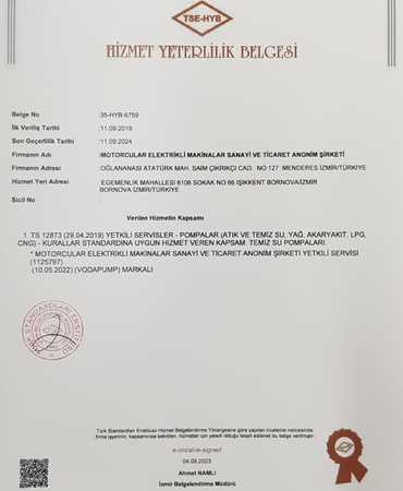 Hizmet Yeterlilik Belgesi