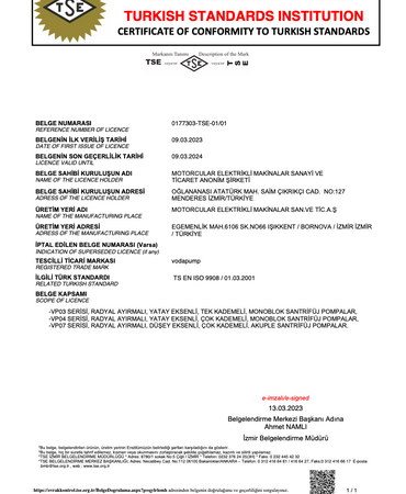 TSE Uygunluk Belgesi