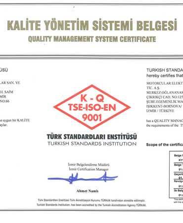 Kalite Yönetim Sistemi Belgesi