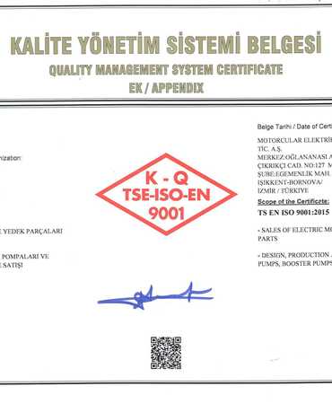 Kalite Yönetim Sis. Belgesi Ek